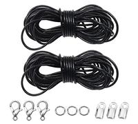 TOAOB 10m Black Necklace Cord with Clasp and Jump Rings 2mm Leather Waxed Cotton Cords for Necklace Bracelet Jewelry Making DIY Crafts