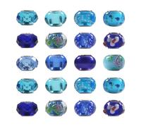 TOAOB 10pcs Sky Blue Theme Big Hole European Beads Classic Glass Beads Murano Charms with Brass Silver Core About 14x10.5mm Fit DIY Craft Jewellery Making