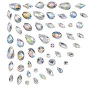 TOAOB 117 Pieces Sew on Rhinestone AB Clear Acrylic Faceted Flatback Sewing Rhinestone Mix Shape Size for DIY Crafts Clothes Shoes Bag Decoration