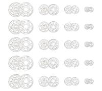 TOAOB 120 Pairs Sew On Snap Buttons Clear Invisible Fasteners 7mm to 21mm | Plastic Snap, Transparent Press Studs ,7mm 12mm 15mm 21mm,for Clothing DIY Clothes Shirt Sew Purse Handbag