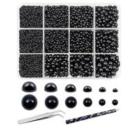 TOAOB 12000pcs Black Flat Back Pearls Half Round Pearls Beads 2mm to 8mm | Flatback Beads, Mixed Sizes, DIY Crafts, Embellishment Nail, Decoration Accessories, Shoes Dress Phone Case Making