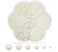 TOAOB 1248pcs Pearl Beads Beige Round Imitation Pearls 3mm to 10mm | Acrylic Loose Sew on Beads, Fake Pearls with Hole, Jewelry Making, Bracelets Necklaces Hairs Crafts Decoration, Vase Filler