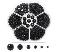 TOAOB 1248pcs Pearl Beads Black Round Imitation Pearls 3mm to 10mm | Acrylic Loose Sew on Beads, Fake Pearls with Hole, Jewelry Making, Bracelets Necklaces Hairs Crafts Decoration, Vase Filler