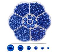 TOAOB 1248pcs Pearl Beads Blue Round Loose Imitation Pearls Acrylic Beads 3mm 4mm 5mm 6mm 8mm 10mm for Craft Decoration Jewellery Making