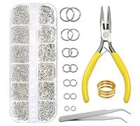 TOAOB 1275pcs Silver Jump Rings for Jewellery Making Kit Split Rings O Ring Connectors 3mm 4mm 5mm 6mm 7mm 8mm 10mm with Jewellery Pliers for Jewellery Making Bracelet Earring Necklace Accessories