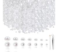 TOAOB 13000pcs White Flat Back Pearls Half Round Pearl Beads 2mm to 10mm Flatback Bead Mixed Sizes for DIY Crafts Embellishment Nail Shoes Dress Phone Case Jewellery Making Decoration Accessories