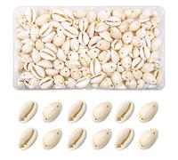 TOAOB 140 Pieces Natural Shell Beads with Hole for Threading Beige Spiral Cowrie Shells Craft Shells 16 to 18 mm for DIY Jewellery Making or Decorative Crafts