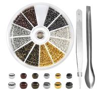 Toaob 1440pcs Crimp Beads Brass Round 2mm 2.5mm 3mm Silver Gold Black Bronze Spacer Beads for Crafts Jewellery Making