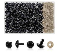 TOAOB 150 Pieces Safety Eyes for Amigurumi with Washers 14 mm Eyes Crafts Plastic Black for Accessories Making Knitting Plush Animals