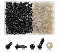 TOAOB 150pcs 6mm Safety Eyes for Amigurumi Black Plastic Crochet Eyes with Washers for Crochet Doll Making DIY Craft Plush Animals