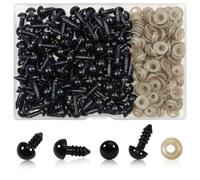 TOAOB 150pcs 8mm Safety Eyes for Crochet Dolls Amigurumis with Washers Black Plastic Craft Crochet Eyes for Doll Making DIY Plush Stuffed Animals Crafting