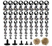 TOAOB 160 PCS Black Safety Eyes for Crochet Dolls Plastic 8mm to 16 mm Flat Craft Dolls Eyes with Washers for Amigurumi Puppet Plush