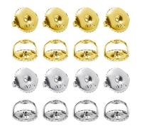 TOAOB 16pcs Earring Backs Threaded Screw Gold Tone and Silver Hypoallergenic Safely Locking Earring Backs Replacement 6x4mm Studs Post
