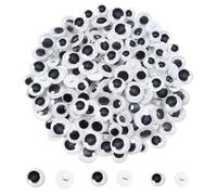 TOAOB 180pcs Sew on Wiggle Googly Eyes 8mm to 12mm Round Black White | Plastic Safety Doll, Sewing Craft Eyes, Crochet Puppet, Amigurumis Making