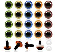 TOAOB 20 Sets Large Safety Eyes 23mm Coloured Crochet Eyes Amigurumi Plastic Animals Doll Eye 5 Colors with Washers for Crochet Craft Puppet Making