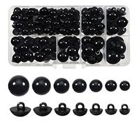TOAOB 200 pcs Sew on Mushroom Domed Eyes Round Black Buttons Plastic Safety Doll Eyes Craft Eyes 8 mm to 17 mm for Soft Doll Making DIY Craft Plush Animals