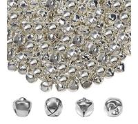 TOAOB 200 Pieces Colorful Bell Rattles Metal Small 10mm Silver Round Tone Animals Decorative Bells Christmas DIY Jingle Bells Wedding Bells Party Decoration