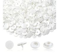 TOAOB 200 Sets Plastic Snap Buttons No Sew T5 White Snap Fasteners 12mm