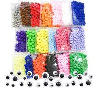 TOAOB 2000pcs 10mm Pom Poms Craft with Wiggle Eyes Mini Pom Poms Assorted Fluffy Small Pompoms Multicolor Fuzzy Balls for Crafting DIY Decorations