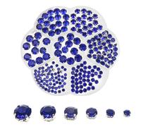 TOAOB 200pcs Blue Sew on Crystal and Rhinestone 3mm to 8mm Flatback Glass Claw Rhinestones Clear Gems Rhinestone and Stainless Steel Base for Crafts Jewelry Clothes Costume Shoes Dress Decoration