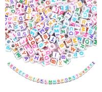 TOAOB 200pcs Cube Letter Beads White Acrylic Alphabet Beads 6mm Block Shape with Colorful Word for Necklace Bracelet Jewellery Making