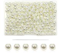 TOAOB 200pcs Glass Pearls Ivory 6mm Round Loose Imitation Pearl Beads for Jewelry Making Craft Decoration