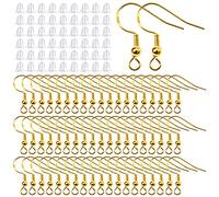 TOAOB 200pcs Gold Earring Hooks with Earring Backs Hypoallergenic Fish Hooks Ear Wire Supplies for Jewelry Making
