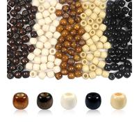 TOAOB 200pcs Large Hole Wood Beads 5 Color Wooden Beads 12mm Hair Braids
