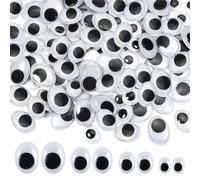 TOAOB 200pcs Oval Wiggle Googly Eyes with Self Adhesive Mixed Sizes Sticky Wobbly Eyes Plastic Black White for Soft Doll Making DIY Craft Plush
