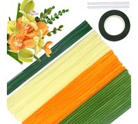 TOAOB 200pcs Pipe Cleaners for Craft Flowers Yellow Bouquets Making Kit with Green Floral Wires Floral Tape 30cm Long Chenille Stems for DIY Art Home Projects Decorations