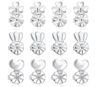 TOAOB 24pcs Earring Lifters Backs for Droopy Ears Silver Large Ear Support Backings Earring Backs Replacements Secure Ear Lockings for Heavy Earrings DIY Jewellery Making