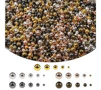 TOAOB 2700pcs Spacer Beads for Jewelry Making 2mm to 6 mm Round Loose Metal Seed Beads 5 Color for Bracelets Necklace Earring DIY Crafts Supplies
