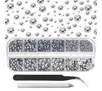 TOAOB 2730pcs Clear Hot Fix Glass Flatback Rhinestones HotFix Round Crystal Gems SS4~SS30 for Clothes Shoes Bags DIY Crafts Nail Face with Picking Tweezer and Pen