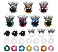 TOAOB 28pcs 16mm Safety Eyes Plastic Glitter Safety Eyes with Black Eyelashes and Washers for Amigurumis Craft Crochet Eyes for DIY Puppet Bear Stuffed Animal Doll Making
