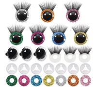 TOAOB 28pcs 30mm Safety Eyes Plastic Glitter Safety Eyes with Black Eyelashes and Washers for Amigurumis Craft Crochet Eyes for DIY Puppet Bear Stuffed Animal Doll Making
