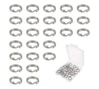 TOAOB 30 PCS Flat Split Rings Jump Rings 8 mm Small Keyring Loops Stainless Steel Key Chain Rings for Fishing Hooks Keys Connector Craft Making
