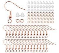TOAOB 300pcs Earring Hooks Rose Gold 18mm Ear Wires Fish Hooks with Clear Rubber Safety Backs and Jump Rings for Jewellery Making DIY Earring Jewelry Findings