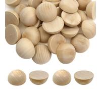 TOAOB 30pcs Half Wooden Beads Natural Unfinished Wooden Half Craft Balls 30mm Split Round Hemisphere Wood Ball for Painting DIY Jewellery Making Art Crafts Assortments