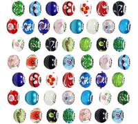 TOAOB 30pcs Mixed Color Big Hole Beads Classic European Glass Beads Murano Charms About 14mm for DIY Craft Jewellery Making