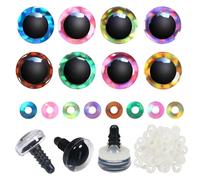TOAOB 32 Sets Glitter Safety Eyes for Crochet Dolls 14mm Colourful Plastic Crochet Eye 8 Color Doll Eyes with Washers for Amigurumis Doll Making DIY Craft Plush Stuffed Animals