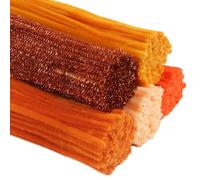 TOAOB 400pcs Orange Pipe Cleaners 5 Styles 30cm Long Flexible Glitter Chenille Stems 6mm Thick Supplies Wire Bending Plush for Flower Art and Craft Projects DIY Decorations