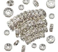 TOAOB 400pcs Sparkling Crystal Spacer Beads Mixed Colours Round Rhinestone Rondelle Beads 4mm 6mm 8mm 10mm for Jewelry Making Bracelet Necklace Decorations