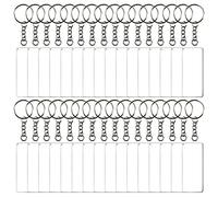 TOAOB 48pcs Acrylic Keyrings Blanks Set, Acrylic Clear Rectangle Blanks Accessory with Keychain Rings and Jump Rings for DIY Projects and Crafts