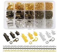 TOAOB 498pcs Ribbon Bracelet Kit 3 Colors Jewelry Making Kit Includes Ribbon Ends Crimps Lobster Clasps Open Jump Rings and Chain Extenders for Bookmark Pinch Bracelet Choker Necklace