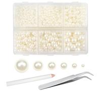 TOAOB 5000pcs Beige Flat Back Pearls Half Round Pearls Beads Flatback 2mm to 8mm Mixed Sizes for DIY Crafts Embellishment Nail Shoes Dress Phone Case Making Decoration Accessories
