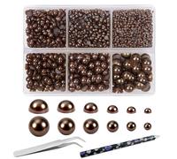 TOAOB 5000pcs Brown Flat Back Pearls Half Round Pearls Beads 2mm to 8mm