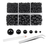 TOAOB 5000pcs Flat Back Pearls Half Round Nail Pearl Black Flatback Beads Mixed Sizes 2mm to 8mm for Nail DIY Crafts Shoes Dress Phone Case Jewellery Making