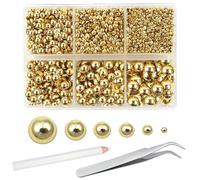 TOAOB 5000pcs Gold Flat Back Pearls Half Round Pearls Beads 2mm to 8mm