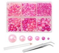 TOAOB 5000pcs Pink Flat Back Pearls Half Round Pearls Beads Flatback 2mm to 8mm Mixed Sizes for DIY Crafts Embellishment Nail Shoes Dress Phone Case Making Decoration Accessories