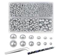 TOAOB 5000pcs Silver Flat Back Pearls Half Round Pearls Beads 2mm to 8mm